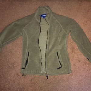 Olive green fleece zip up sweater